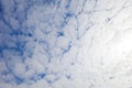 Beautiful fluffy white clouds or Altocumulus with blue sky and Sunlight, Nature background Royalty Free Stock Photo