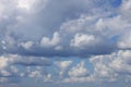 White sunlit cumulus clouds on a blue sky