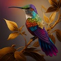 beautiful flying hummingbird, humming bird green flying. AI generated