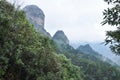 The beautiful fog mountains landscape in spring Royalty Free Stock Photo