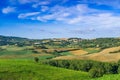 Tuscany, farmhouse and landscape on the hills of Val d'Orcia - Italy Royalty Free Stock Photo