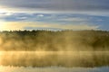 Amazing foggy Autumn morning . Lithuania nature.