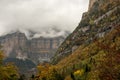 Beautiful and foggy valley in autumn in Pyrenees (Spain) Royalty Free Stock Photo