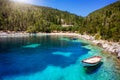 The beautiful Foki beach at the island of Kefalonia, Greece Royalty Free Stock Photo