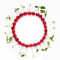 Beautiful food circle Frame of red ripe cherries