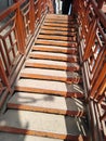 Beautiful foot over bridge stairs pathway. Colorful staircase of a foot over bridge Royalty Free Stock Photo