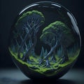 Beautiful forest in glass ball ai generated