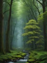 beautiful forest with small water path