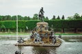 Beautiful fountain with figures in the Upper Garden of Peterhof in St. Petersburg. close