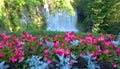 Beautiful fountain with flowers