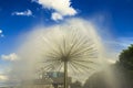 Beautiful fountain in the form of a ball on the Dnipro city Embankment against the blue sky, Dnepropetrovsk, Ukraine