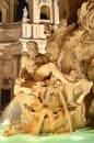 Beautiful Fountain of the Four Rivers by night on Piazza Navona in Rome, Italy Royalty Free Stock Photo