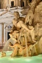 Beautiful Fountain of the Four Rivers by night on Piazza Navona in Rome, Italy Royalty Free Stock Photo