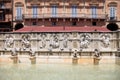 Beautiful Fountain of Joy on central square Piazza del Campo, Si Royalty Free Stock Photo