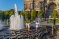 Beautiful fountain with kids playing in Berlin