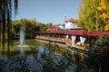 Beautiful fountain on the lake. Royalty Free Stock Photo