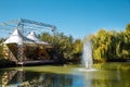 Beautiful fountain on the lake. Royalty Free Stock Photo