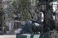 Beautiful fountain in Lisbon with sparkling water