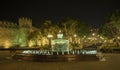 Beautiful fountain at night in the Governor`s garden of the city of Baku of the Republic of Azerbaijan. Royalty Free Stock Photo