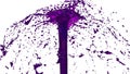 Beautiful fountain spray liquid like violet juice. 3d on white background with alpha channel use alpha mask. Top of a