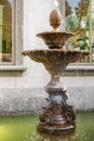 Beautiful fountain vintage style in the garden. Outdoor water fountain for garden decoration Royalty Free Stock Photo