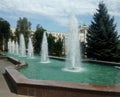 Beautiful fountains in Lipetsk in summer