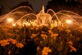 Beautiful fountains photographed at night