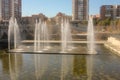 beautiful fountains in river Manzanares in Madrid