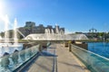 Beautiful fountains in Union Square or Piata Unirii in the Downtown of Bucharest in a sunny spring day. 20.05.2019 - Bucharest,