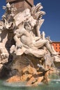 Beautiful Four Rivers fountain on Piazza Navona in Rome, Italy Royalty Free Stock Photo