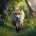 A fox walking in forest and looking some thing Royalty Free Stock Photo