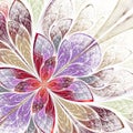 Beautiful fractal flower in beige, violet and red.