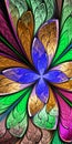 Beautiful fractal flower or butterfly in stained glass window st Royalty Free Stock Photo