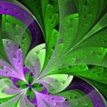 Beautiful Fractal Flower In Green And Purple.