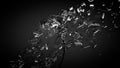 Beautiful fragments of glass splinters black background. 3d illustration, 3d rendering