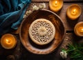 Beautiful and fragrant handmade soap on a wooden table. Body care