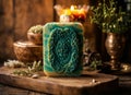 Beautiful and fragrant handmade soap on a wooden table. Body care