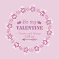 Beautiful frame, with ornate pink and white floral, for greeting card design happy valentine elegant. Vector Royalty Free Stock Photo