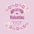 Beautiful frame, with ornate pink and white floral, for greeting card design happy valentine elegant. Vector Royalty Free Stock Photo