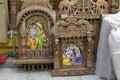 Beautiful framed art of Radha and Krishna, Hindu God, displayed for sale at famous Sardar Market and Ghanta ghar Clock tower in