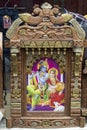 Beautiful framed art of Radha and Krishna, Hindu God, displayed for sale at famous Sardar Market and Ghanta ghar Clock tower in