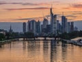 Beautiful Frankfurt am Main skyline at sunset, Germany Royalty Free Stock Photo