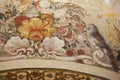 Italy Turin royal palace palazzo Madama fresco with exotic flowers and parrot Royalty Free Stock Photo