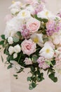 Beautiful fresh flowers to decorate the wedding table and banquet hall in the restaurant. Range of wedding flowers Royalty Free Stock Photo