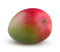 Beautiful Fresh Mango Isolated on White Background. Tasty Fruit Closeup. Shiny Green with Red Mango