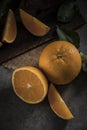Beautiful, fresh orange on the dark background. Healthy sweet food concept Royalty Free Stock Photo