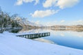 Beautiful fresh snow in winter around the mountains Lake with Royalty Free Stock Photo