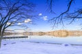 Beautiful fresh snow in winter around the mountains Lake ,and t Royalty Free Stock Photo