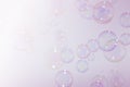 Beautiful Freshness Transparent Colorful Pink Soap Bubbles Floating Background.