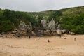 Beautiful Front Shot Of The Beach Of Gulpiyuri In The Council Of Llanes. Nature, Travel, Landscapes, Beaches